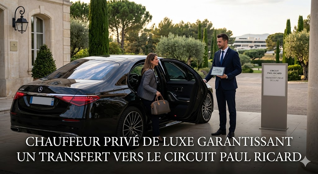 Chauffeur privé de luxe garantissant un transfert vers le Circuit Paul Ricard