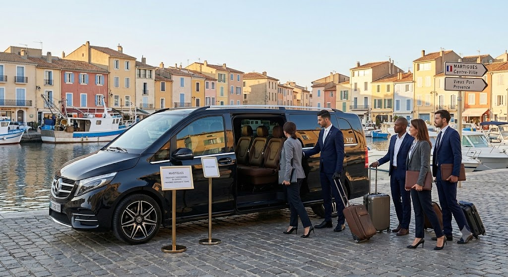 Spacieux Van Mercedes de luxe pour les transferts professionnels de groupe vers Martigues