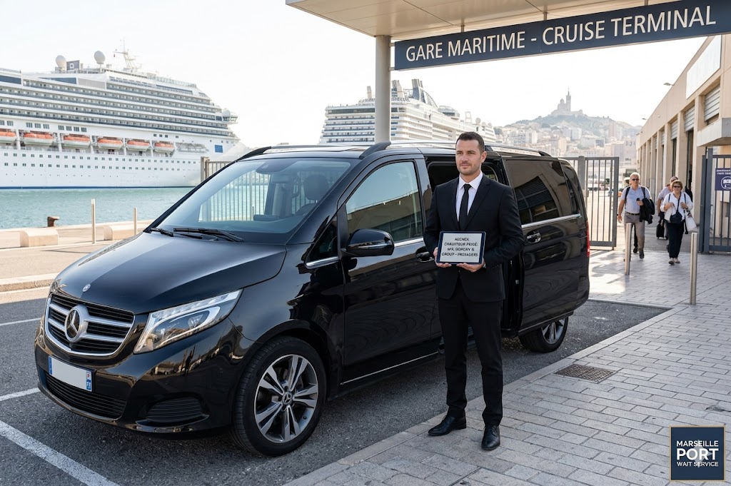 Chauffeur privé attendant les passagers au port de Marseille