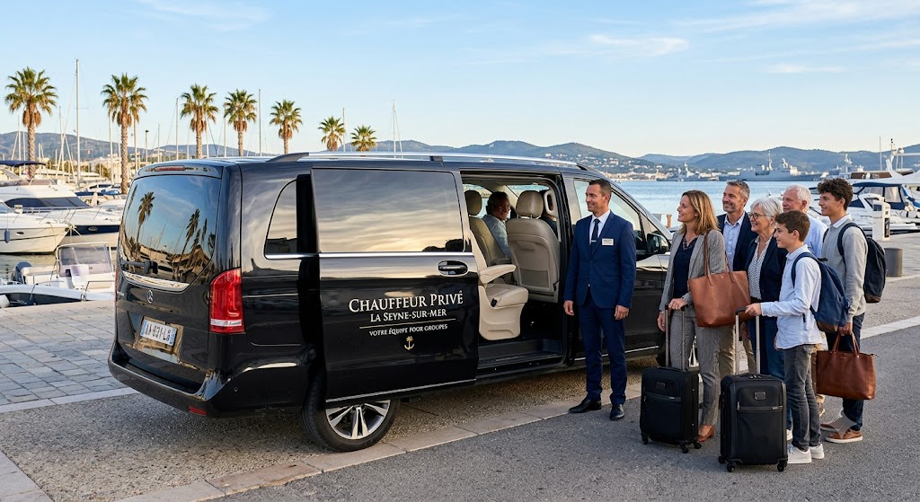 Spacieux Van Mercedes Classe V de notre équipe de chauffeur privé La Seyne-sur-Mer pour groupes