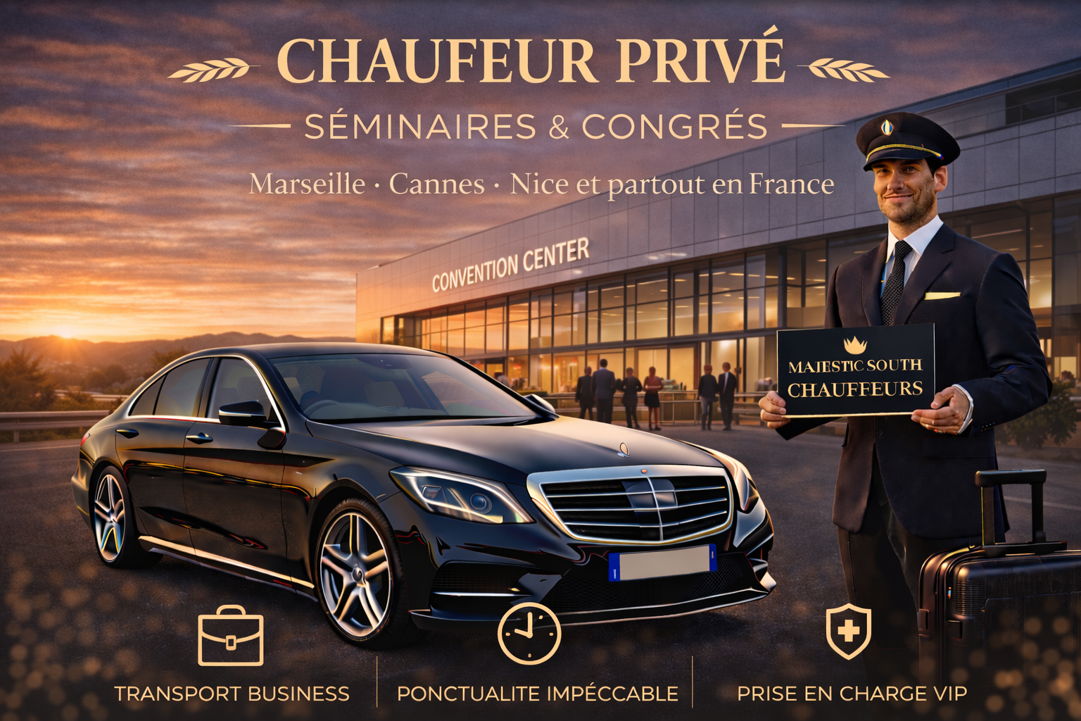 Chauffeur séminaires congrès Marseille Provence avec chauffeur privé corporate Marseille et transport B2B Marseille Provence