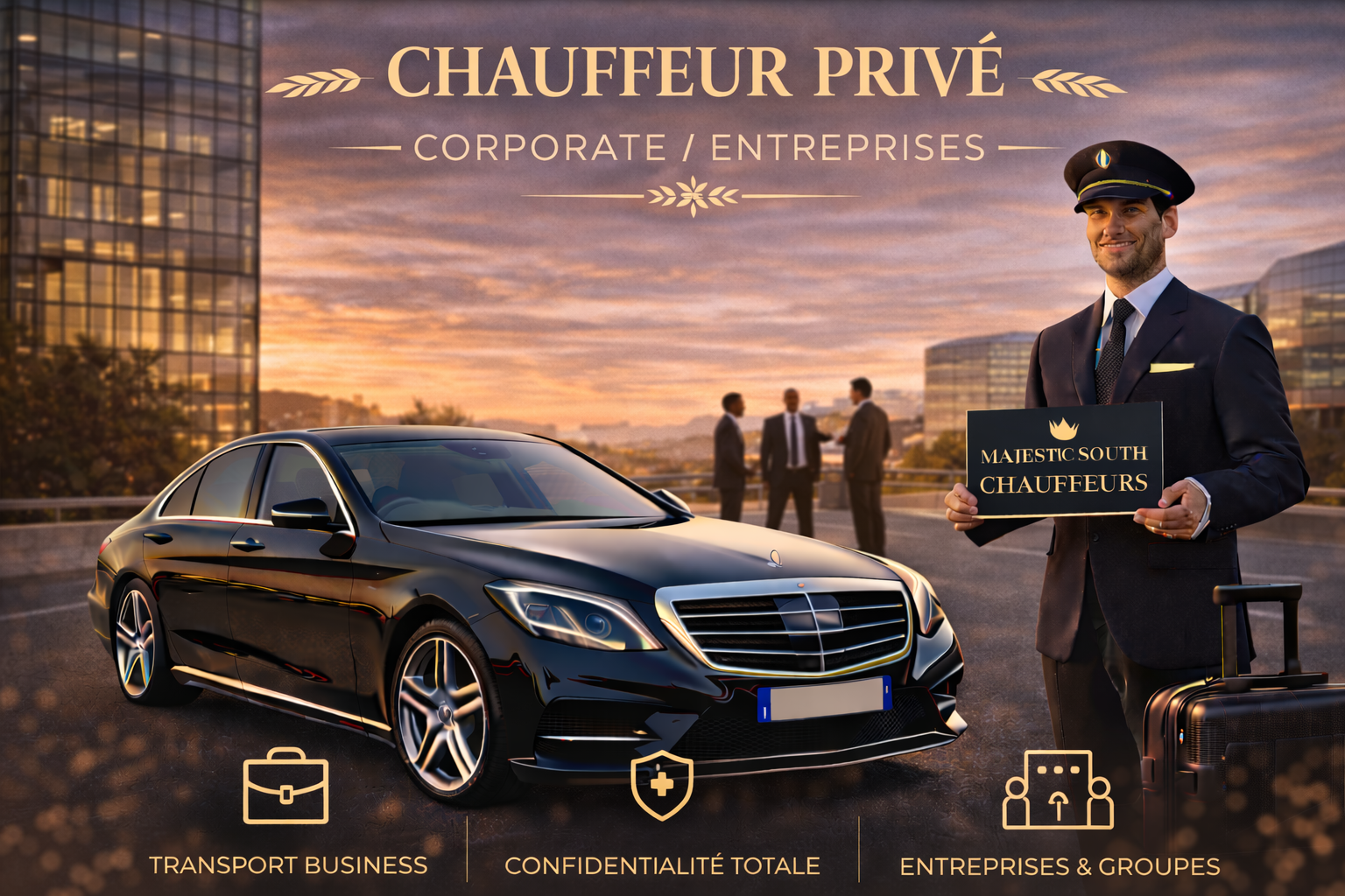 Chauffeur entreprise Marseille, chauffeur business Marseille et transport entreprise Marseille avec Majestic South Chauffeurs