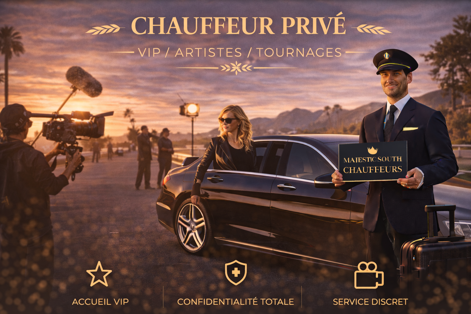 Chauffeur VIP Marseille Provence pour artistes, productions, tournages, FBO et hôtels 5 étoiles avec Majestic South Chauffeurs