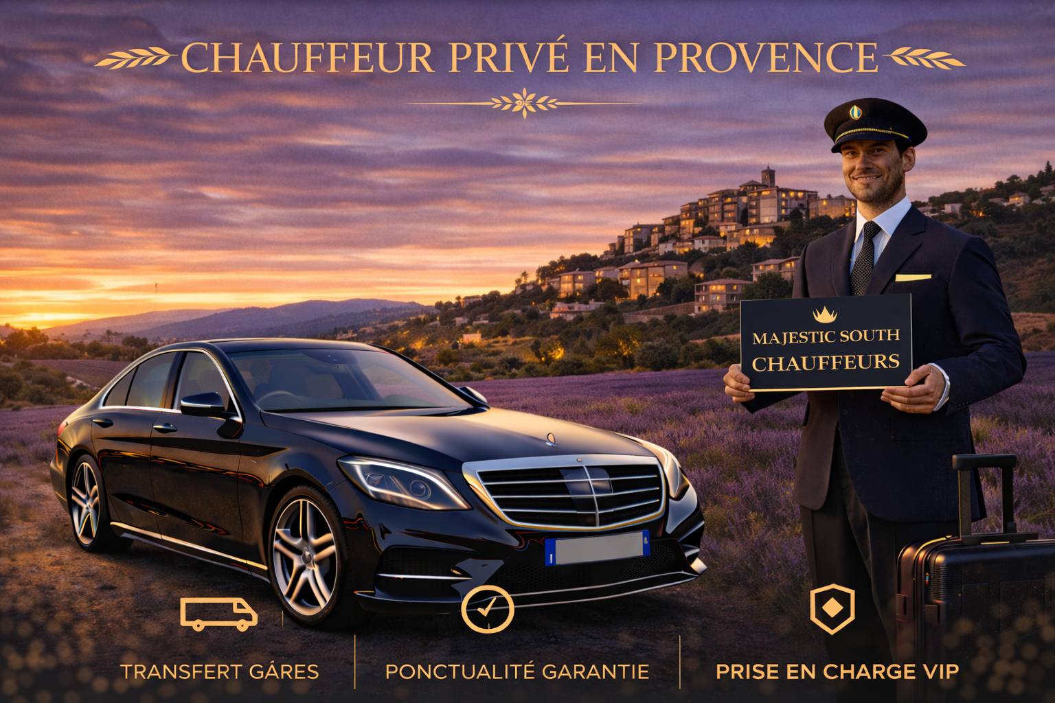 Chauffeur privé en Provence avec véhicule premium Majestic South Chauffeurs