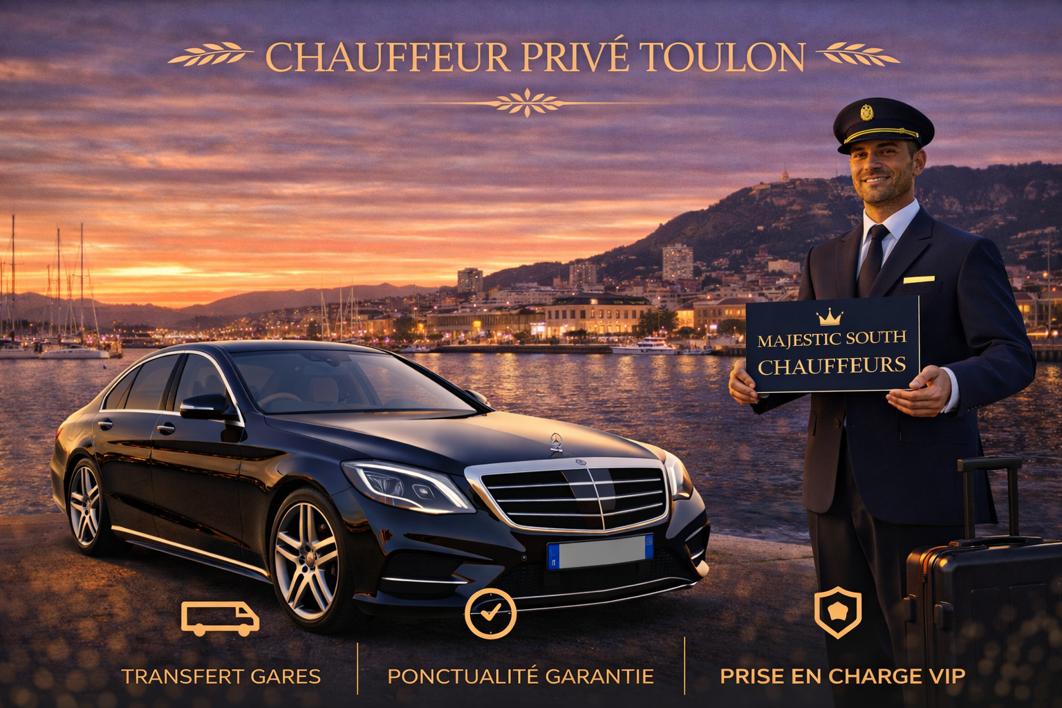 Chauffeur privé à Toulon avec van et berline premium
