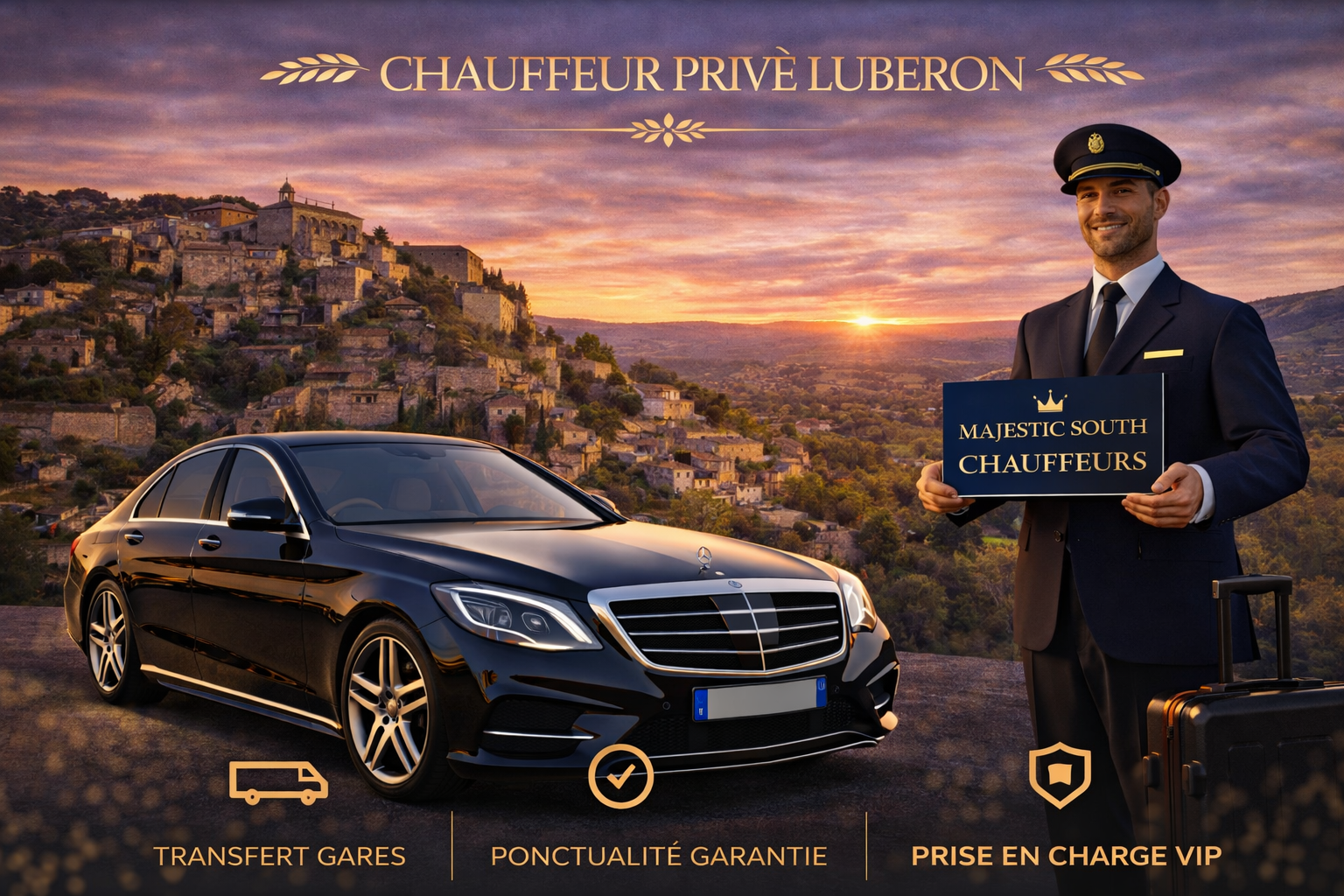 Chauffeur privé dans le Luberon pour villages perchés, hôtels de charme et domaines en Provence