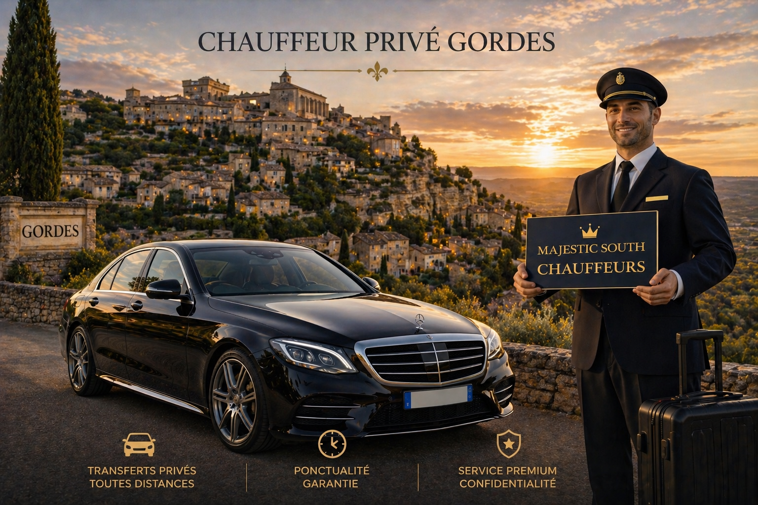 Chauffeur privé à Gordes pour hôtels, villas, domaines, Abbaye de Sénanque et excursions privées dans le Luberon