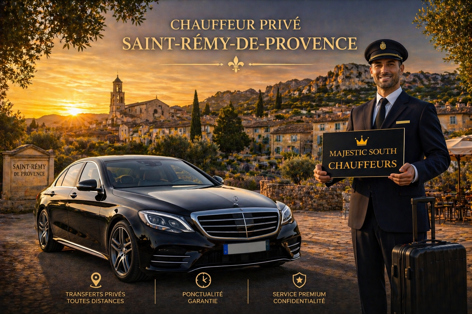 Chauffeur privé à Saint-Rémy-de-Provence pour hôtels, villas, mas, domaines et excursions privées dans les Alpilles