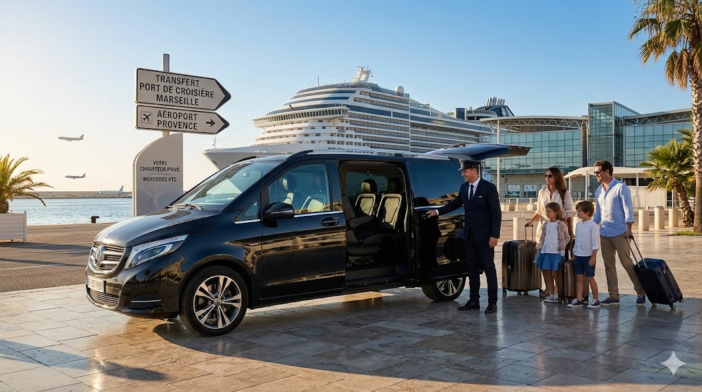 Transfert port de croisière Marseille vers aéroport avec van premium