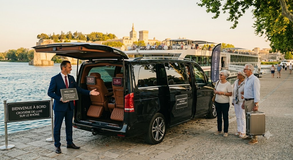 Van Mercedes Classe V de luxe suréquipé destiné au transport de groupe de croisiéristes fluviaux